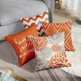 thumbnail image 6 of Throw Pillow Covers Home Decor Set of 4 Brown Orange Geometric Contemporary Floral Pillow Cases Decorative 18 x 18 Inches Outdoor Cushion Couch Sofa Pillowcases, 6 of 6