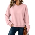 thumbnail image 3 of Long Sleeve Tops Women Oversized Solid Color Crew Neck Casual Pullover Soft Fall Sweatshirt, L, 3 of 7