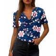 thumbnail image 5 of Otvok Women'S Tops Solid Color Fashionable Pile Collar Breathable Summer Short Sleeved Casual T-Shirt, 5 of 6