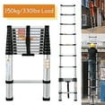 thumbnail image 3 of 10.5ft Extension Ladder Aluminum Telescoping Step Ladder Adjustable Height, Folded 2.6ft, 330lbs Max Load Capacity, EN131, Portable Extendable Ladder for Home, Office, Outdoor, 3 of 9