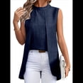 thumbnail image 1 of Camisetas Sin Mangas Informales de Negocios para Mujer, Atuendos de Verano Sin Mangas, Camisas de Trabajo Elegantes y de Moda de 2025. Azul Oscuro L, 1 of 8