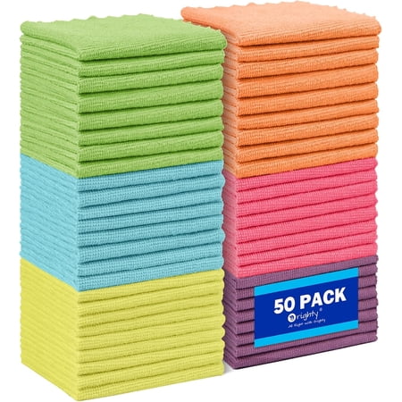 FRKSMD-Microfiber Cleaning Cloth 50 Pack Highly Absorbent Cleaning Supplies Lint Free Kitchen Towels Cleaning Rags Microfiber Towels for Cars House Window 12x11 inch