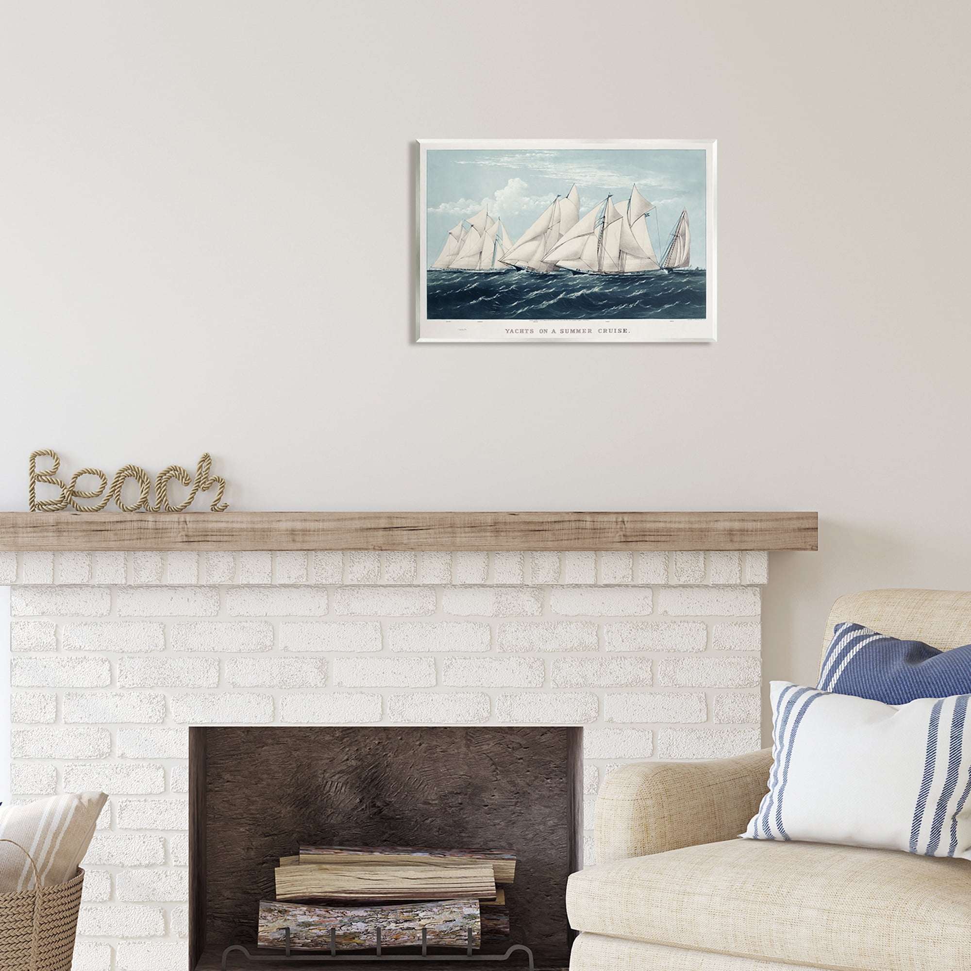 Stupell Industries Vintage Summertime Yachts Transportation Painting Unframed Art Print Wall Art, 19 x 13