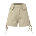 thumbnail image 5 of Sngxgn Low Waist Shorts Y2K, Summer Casual Baggy Trendy Cargo Shorts Women with Pockets(Khaki,S), 5 of 8