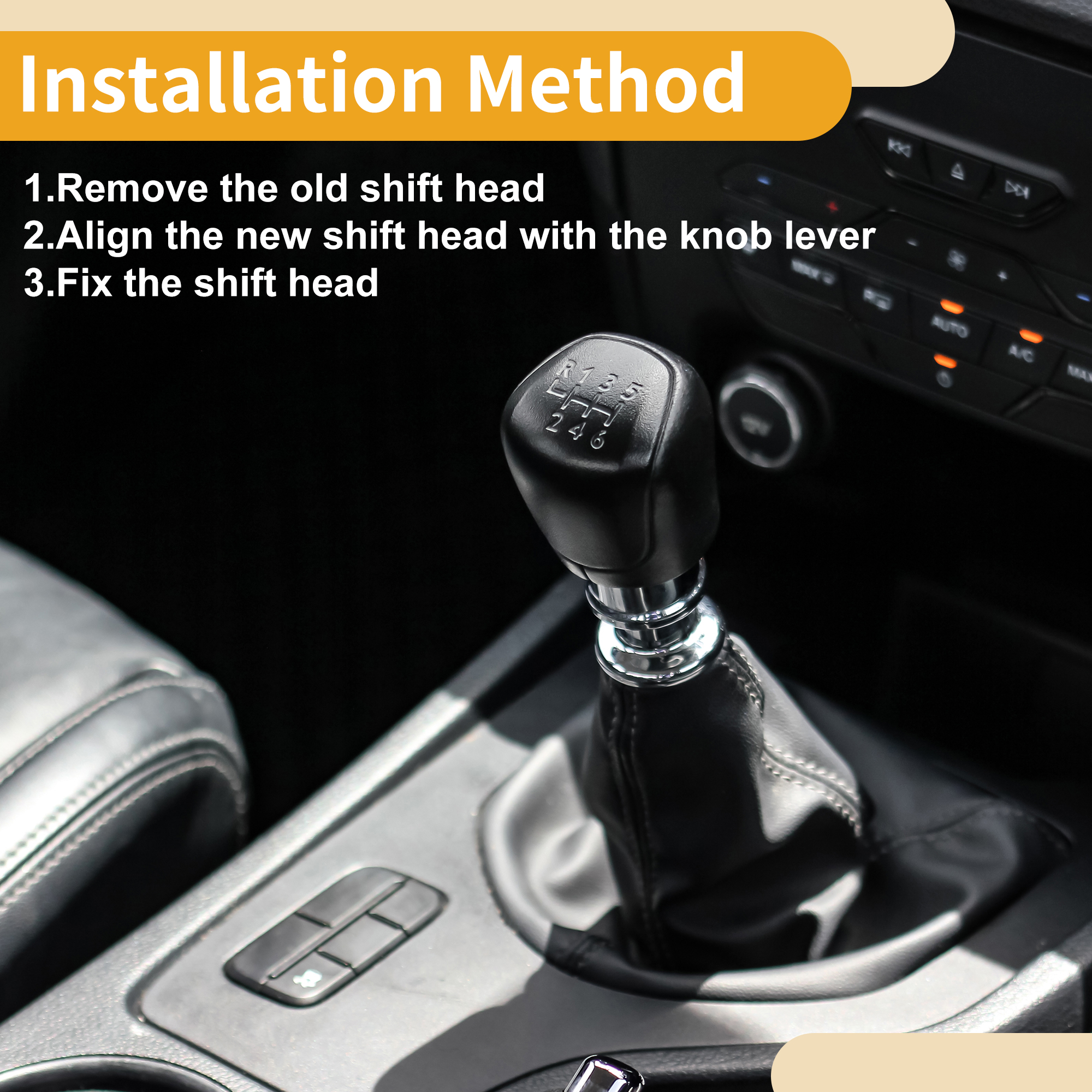 Unique Bargains 5 Speed Manual Gear Shifter Knob with Cover - Car Shift Lever Knob with Cover - for Audi A4 2000-2008 Plastic Faux Leather Black Silver Tone - 1 Pc