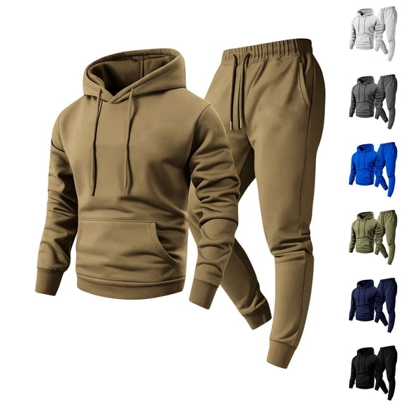 Men's 2 Piece Sweatsuit Set Lightweight Casual Hoodies Sweatshirt Elastic Waist Joggers Sweatpants Tracksuit Outfits with Pocket