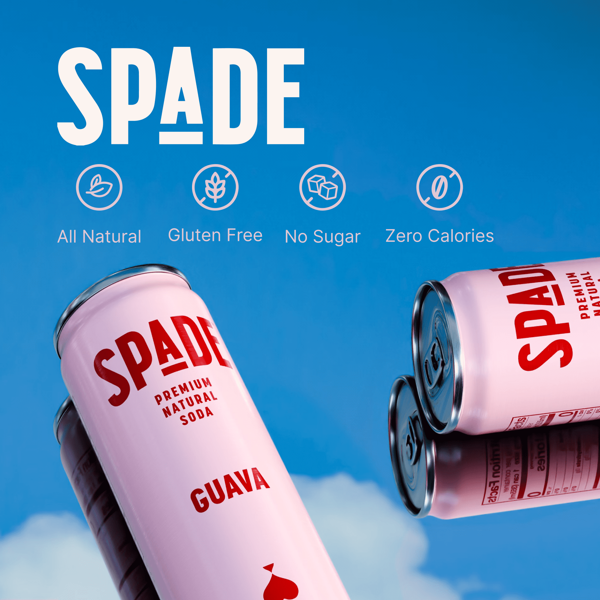Spade Premium Natural Soda – Zero Sugar Guava (12 Pack, 12 oz Cans)