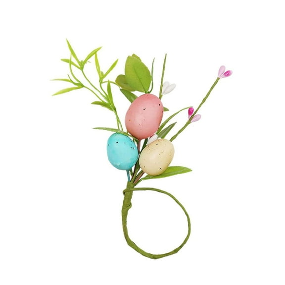 Return Pallets! Easter Napkin Rings Farmhouse Easter Eggs Napkin Ring Buckle Holders with Green Leaf for Spring, Holidays, Table Decor, Family Dinner, Weddings, Party(Easter Eggs)