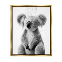 Stupell Industries Koala Bathroom Splash Animals & Insects Painting Gold Floater Framed Canvas Art Print Wall Art, 25 x 31