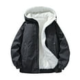 thumbnail image 3 of Zedker Mens Jacket Sherpa Lined Hoodie Jacket Winter Warm Heavy Weight Zip Up Hooded Sweatshirt Thick Fleece Coats Black XXL, 3 of 10