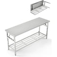 thumbnail image 1 of 60 In x30 In Commercial Stainless Steel Folding Table with Bottom Shelf - Portable Kitchen Island Workstation for Restaurants Catering and Home Use, 1 of 7