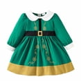 thumbnail image 1 of Odeerbi Niñas Vestido Retro Vintage Navidad Primavera Otoño Cuello Peter Pan Algodón Manga Larga Bordado Infantil A-Línea de Vestidos, 1 of 8