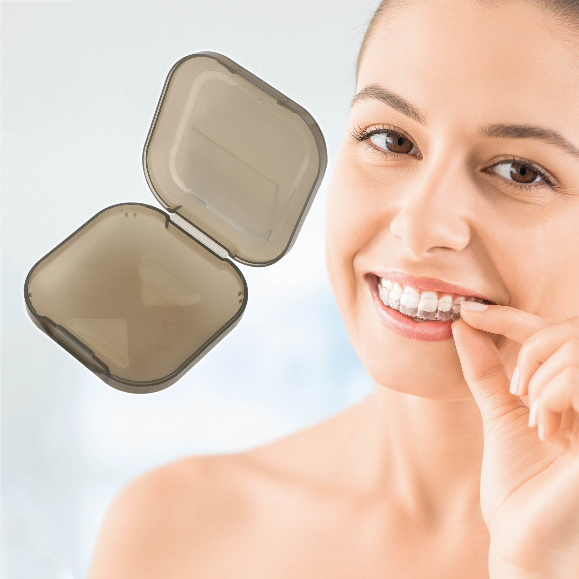 Unique Bargains Portable Transparent Retainer Case Braces Box 1 Pc Transparent Gray
