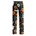 thumbnail image 4 of Halloween Pajama Pants for Women Soft Elastic High Waist Drawstring Sleepwear Pant Pumpkin Print Graphic Wide Leg Loungewear Bottoms, 4 of 5
