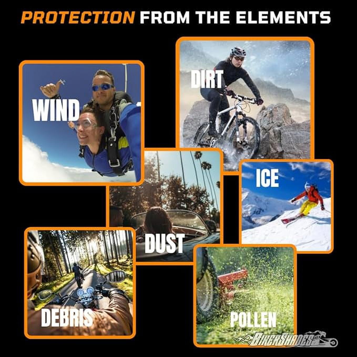 Bikershades Motorcycle Safety Sunglass Foam Padded Mens Windproof Dustproof Large Fit