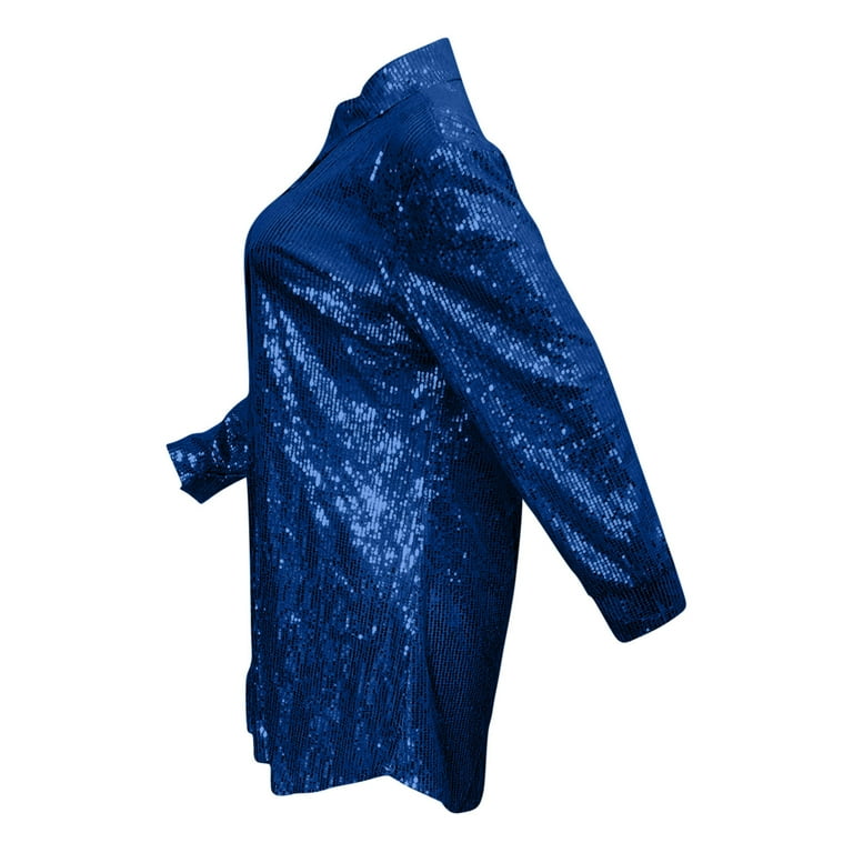 blue sequin shirt dress Sparkly Royal Blue Sequin One Shoulder Sheath Mini Dresses/ Homecoming   SposaBridal