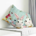 thumbnail image 3 of Easter Bunny Pillow Covers 16x16 Inch Decorative Throw Pillow Cover, Farmhouse Watercolor Eggs Tulip Wooden Grain Sofa Pillowcases Accent Cushion Case Home Decor Bedroom Living Room, 3 of 6
