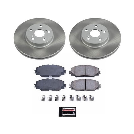 Front Brake Pad and Rotor Kit - Compatible with 2009 - 2019 Toyota Corolla 1.8L 4-Cylinder - Power Stop