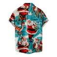 thumbnail image 5 of IROINNID Christmas Vacation T-shirt for Men Funny Santa Print Button Up Red Shirt Hawaiian Xmas Gift Tops for Boyfriend,Sky Blue, 5 of 5