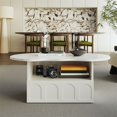 thumbnail image 4 of White Cloud Coffee Table with Drawer & Storage - 39.5” Modern Living Room Accent Table for Books & Decor, White Particle Board, 4 of 22