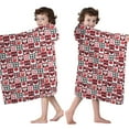 thumbnail image 4 of Red and Black Christmas Love Pattern Hooded Bath Towel，50"x30" for Ages 3 To 12 Kids, Quick Dry Lightweight Soft Microfiber Hood Beach Towel Cover Up for Kids, 4 of 7