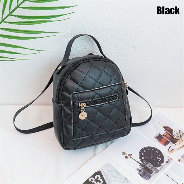 Mini mochila bordada para mujer, bolsos de hombro pequeños con rejillas de diamantes, bolso de cuero PU, bolsos escolares de moda, mochila informal Fivean unisex
