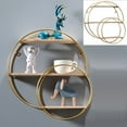 thumbnail image 2 of LASIEYO Round Wall Shelf, Wall-Mounted Circular Shelf, Wood & Metal Wall Hanging Shelves Decor for Home Office, Circular Floating Shelves (Gold), 2 of 10