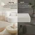 thumbnail image 3 of Miniyam Floor Sofa with 2 Pillows, Convertible Teddy Fabric Foam-Filled Sleeper Sofa Bed, Beige, 3 of 10