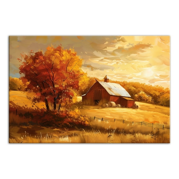 Creative Products Golden Hour Fall Farmhouse 18 x 12 Canvas Wall Art