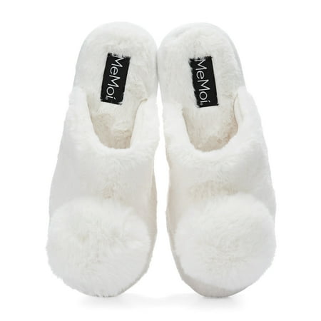 

MeMoi The Gloria Plush Pom-Pom Slippers - Womens - Female