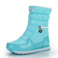 thumbnail image 1 of Botas de nieve para mujer, suela plana, tubo, antisalpicaduras, acolchadas, con cremallera, zapatos de algodón, 1 of 3