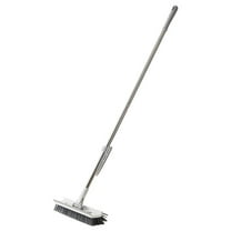 Zmeidao Floor Scrub Brush with Long Handle, 2 in 1 Scrape and Heavy-Duty Stiff Bristle Floor Scrubber Brush for Cleaning Tile Wall Deck Bathroom Patio Garage Kitchen