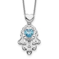 thumbnail image 3 of Sterling Silver Blue & Clear Cubic Zirconia Hamsa Pendant Necklace, 3 of 3