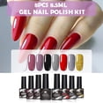 thumbnail image 2 of Kit de 8 esmaltes de gel de 8,5 ml, esmalte de uñas semipermanente con capa brillante y purpurina, ideal para principiantes en manicura | 6 kits opcionales, 48 colores en total, 2 of 9