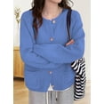 thumbnail image 4 of Women'S Long Sleeve Crew Neck Chunky Oversized Button Up Cute Cardigan Fall Trendy Sweaters Clothes Blue One size, 4 of 8
