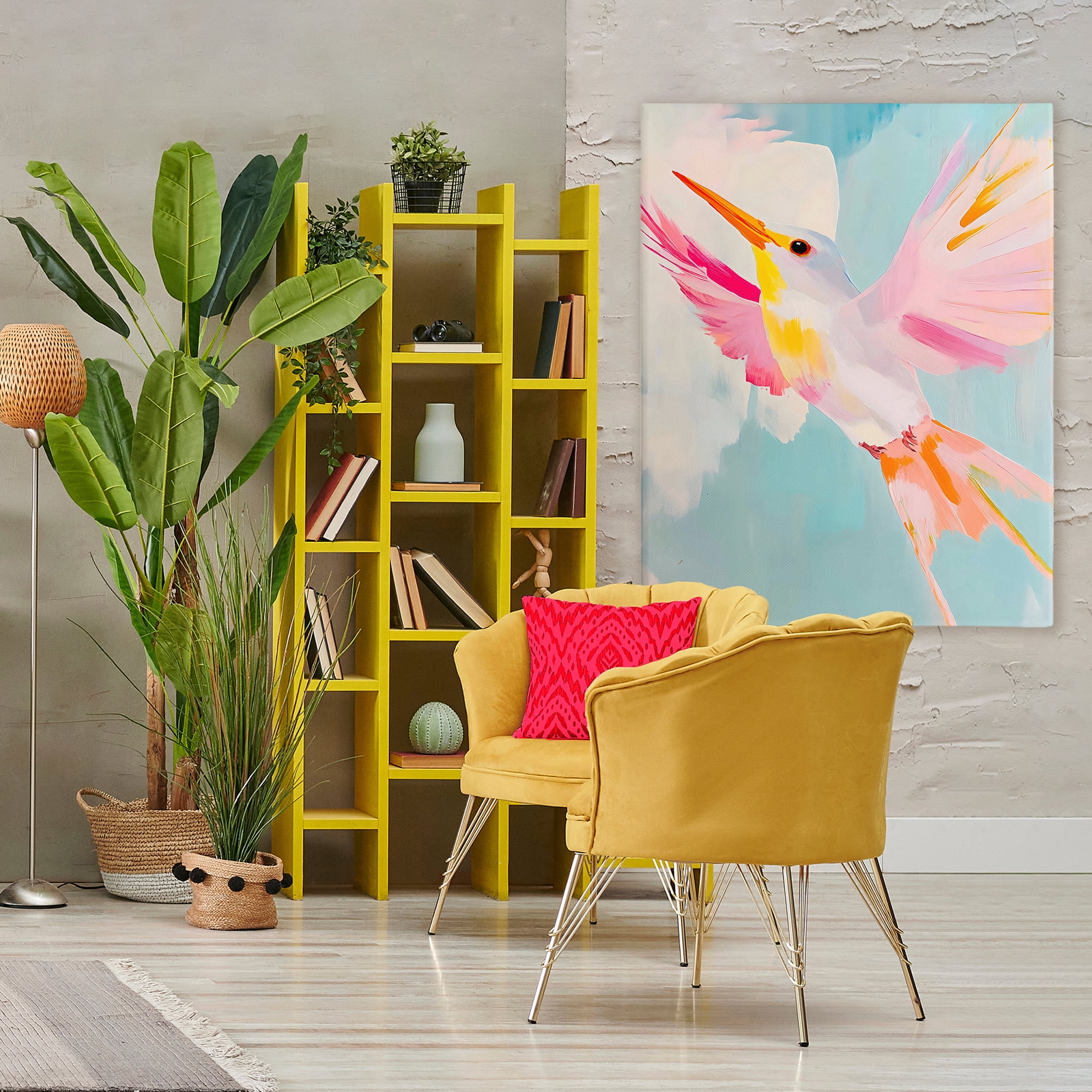 Stupell Industries Pastel Hummingbird Soaring Canvas Wall Art, design by The Prints Vibe