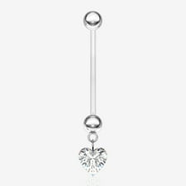 Sparkle Heart Gem Dangle Bio-Flex Pregnancy Belly Button Ring