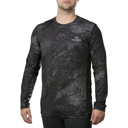 Realtree Wav3 Black Men's Long Sleeve Performance Fishing Tee
