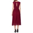 thumbnail image 3 of Vestido de encaje para mujer Inspire Chic, con cuello barco, mangas cortas, espalda con corte y largo midi, color rojo, talla XL, 3 of 6