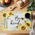 thumbnail image 2 of Sunflower Floral Placemats Set of 4, Farmhouse Pastoral Daisy Bees Grey Plaid Placemats for Dining Table, Place Mats for Kitchen Tabletop, Waterproof Wipeable Dining Table Mats Set, 2 of 9