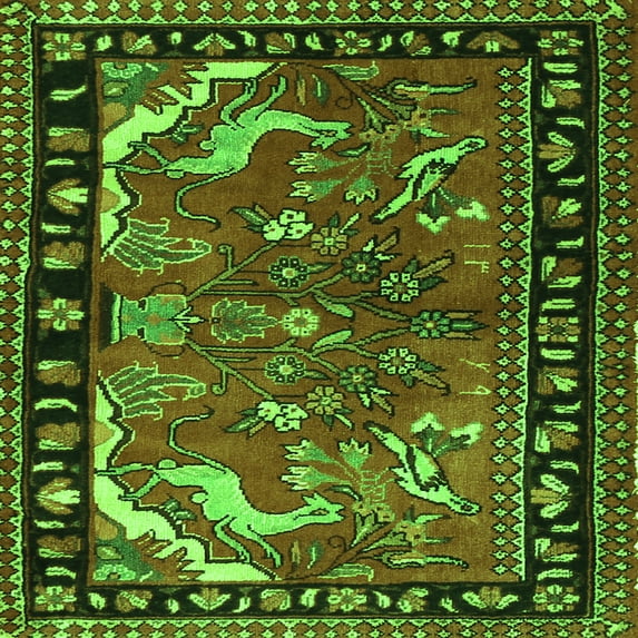 Ahgly Company Indoor Square Persian Green Traditional Area Rugs, 4' Square