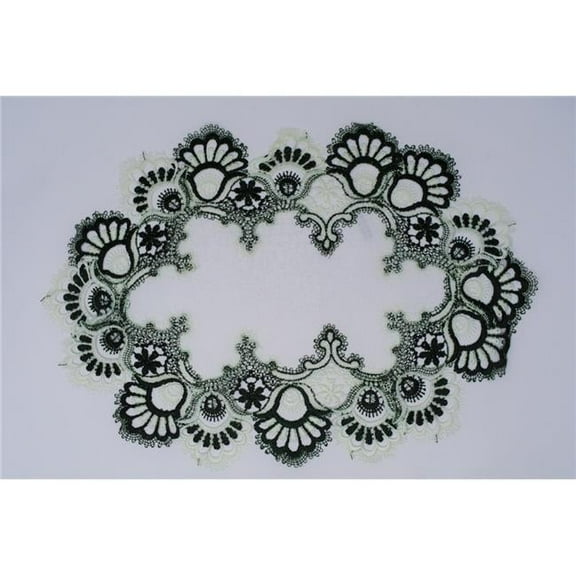 Sinobrite H8139-G-12x18 12 x 18 in. Green European Lace with White Antique Fabric Placemat