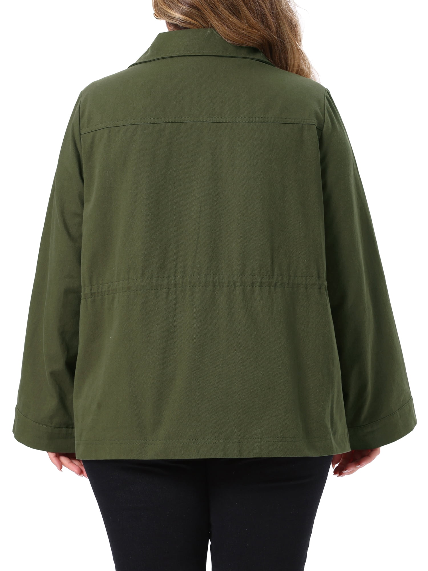 DARING DIVA Women's Plus Utility Lightweight Anorak with Pockets Jacket 3X Army Green