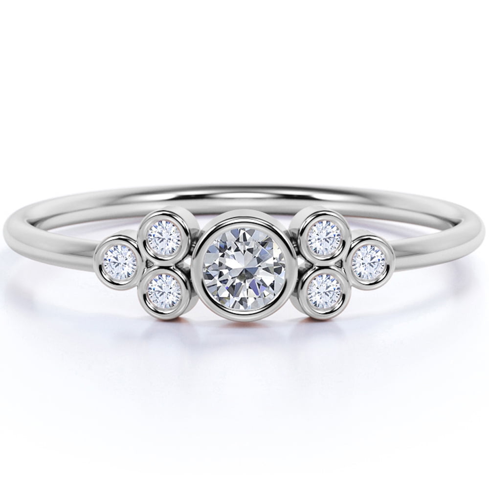 Details about   1.ct Dainty Round Brilliant Cut Moissanite Engagement Ring 10k Solid White Gold 