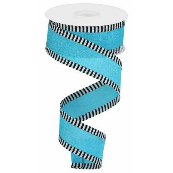 1.5" Royal Burlap Thin Stripe Ribbon: Turquoise (10 Yards)