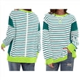 thumbnail image 2 of Sudadera Informal de Larga con Cuello Redondo y Rayas de Color Block para Mujer. Verde M, 2 of 5