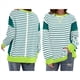 thumbnail image 2 of Sudadera Informal de Larga con Cuello Redondo y Rayas de Color Block para Mujer. Verde XL, 2 of 5