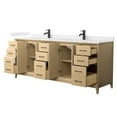 thumbnail image 2 of Wyndham Collection WCH757584DHBCCUNSMXX 84 in. Janna Double Bathroom Vanity, Cultured Marble Countertop, Under Mount Square Sinks, Trim - White Oak, Carrara & Matte Black, 2 of 5