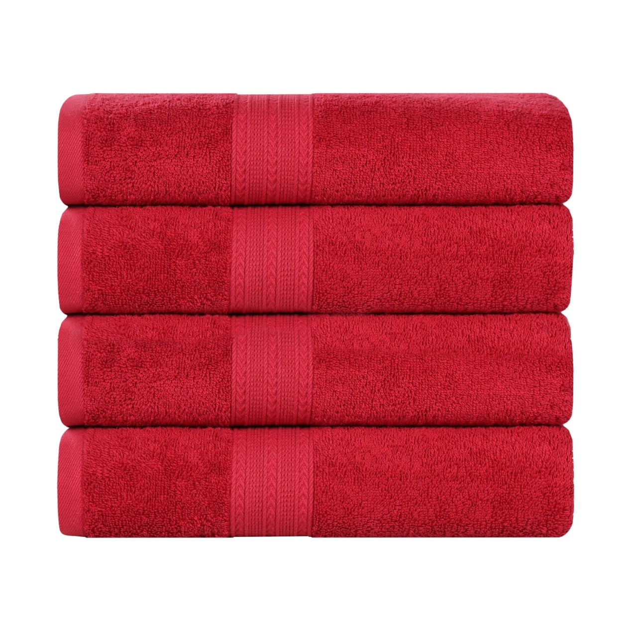 Superior Eco-Friendly Cotton 4-Piece, Cranberry, Bath Towel Set