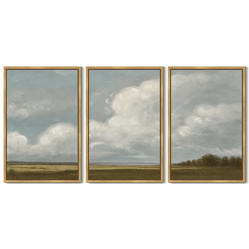 Drsoum Large 24x36in3pcs Natural Framed Vintage Grassland Wilderness Desert Wall Prints Classic Retro Farmhouse Landscape Wall Art Rustic Decorations for Living room Bedroom